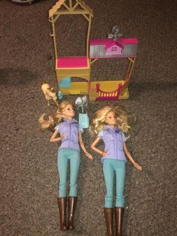 Set Doll Lot 2 Animals & Career Accessories With Playset