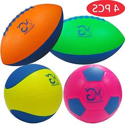 Of 4, Mini 9 Inch Football X2, 6 Inch Soccer Ball X1, 6 Inch