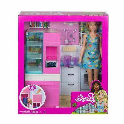 barbie doll and furniture kitchen set w